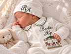 Zartlicht® Personalisierte Baby-Erstlingsausstattung aus Bio-Baumwoll-Jersey – 4-teiliges Set mit Wunschnamen & Doppel-Lagen Decke