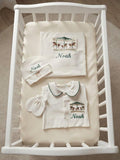Zartlicht® Personalisierte Baby-Erstlingsausstattung aus Bio-Baumwoll-Jersey – 4-teiliges Set mit Wunschnamen & Doppel-Lagen Decke