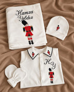 Zartlicht® Personalisierte Baby-Erstlingsausstattung aus Bio-Baumwoll-Jersey – 4-teiliges Set mit Wunschnamen & Doppel-Lagen Decke